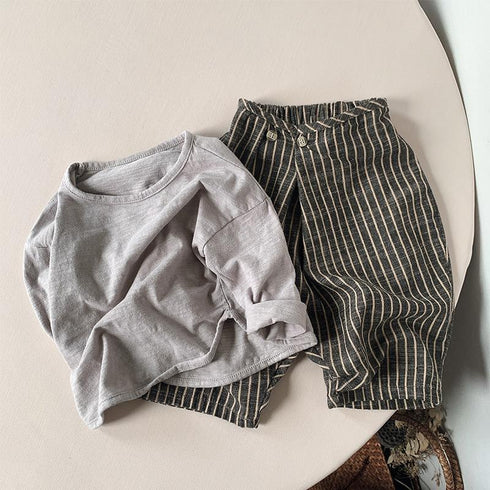 Vertical Striped Cotton and Hemp Pants Wear Loose Wide Leg Pants